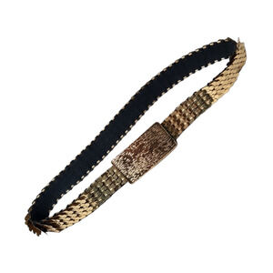 60's Vintage Gold Metal Belt size S/M Stretchy Mermaid Scales Buckle